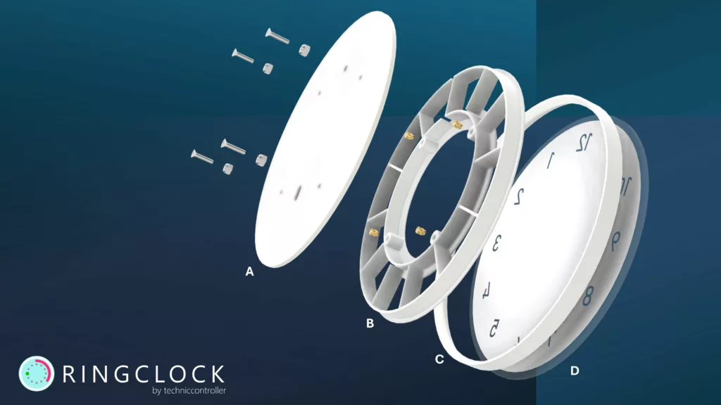 The exploded view of the RingClock.